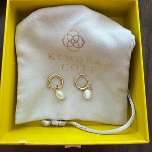 Kendra Scott Pearl Huggie Gold Earrings